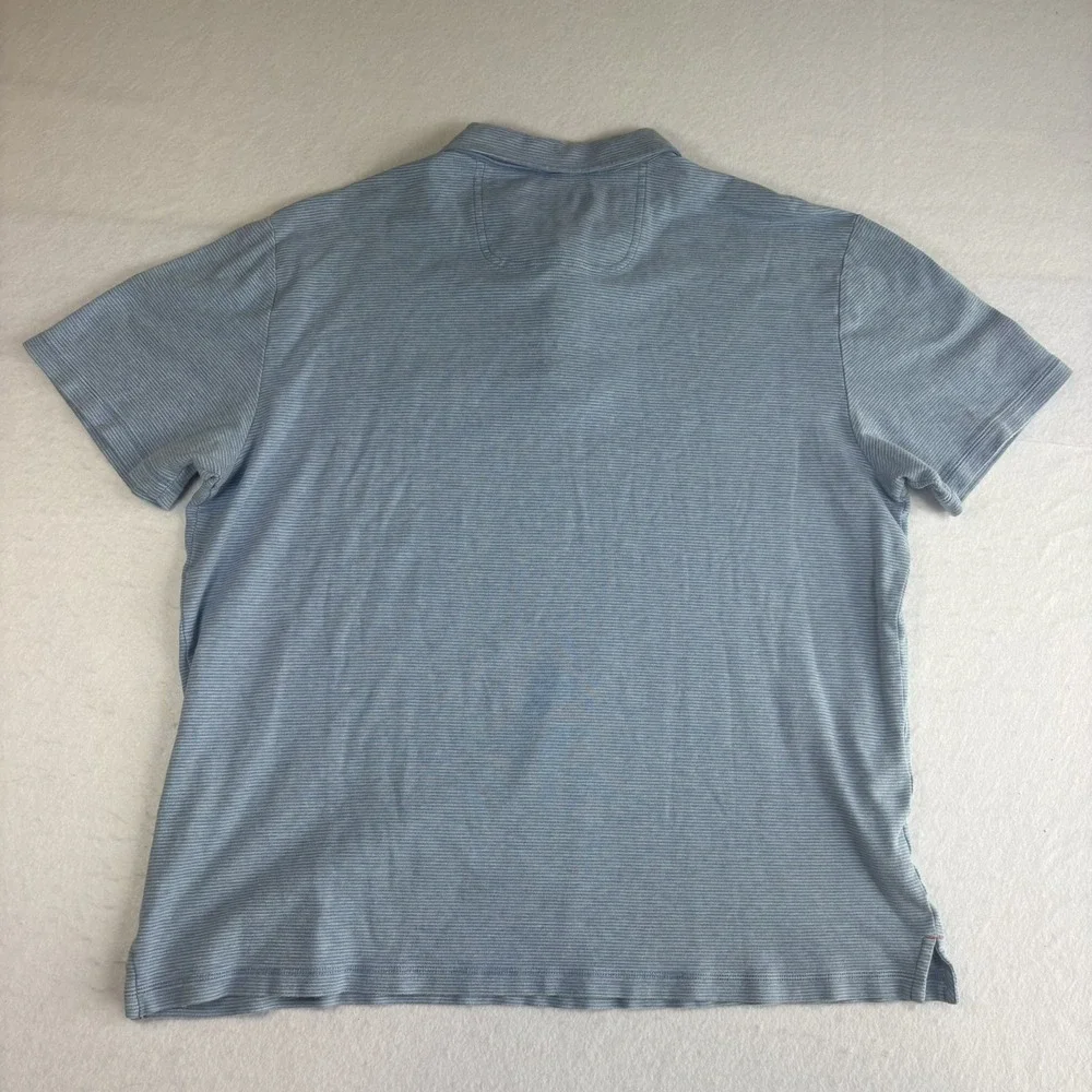 Tommy Bahama Polo Shirt Mens Large Golf Casual Cotton Blue Striped Short Sleeve